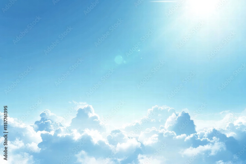 Poster dramatic mountain peaks under vibrant blue sky with soft clouds creating an enchanting atmosphere in