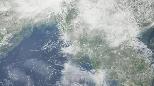 Zooming in on Pyay, Myanmar frome space - Perfect for Travel Intros and Backgrounds. Realistic 3D Animation.