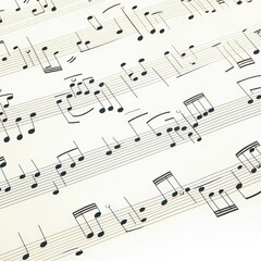 A close-up view of music sheets with beautifully arranged notes, symbolizing the art of music composition and creativity.