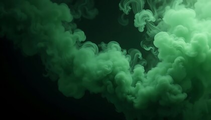 Mystical Green Smoke Overlays on Black Background