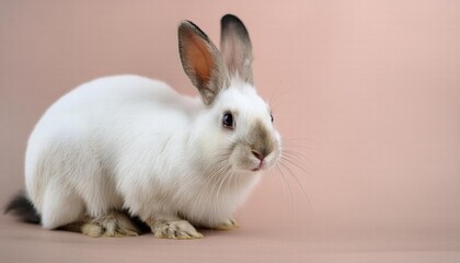 Adorable White Rabbit Smiling and Laughing in Isolation Perfect for Pet Lovers and Bunny Enthusiasts, Capturing Joy and Cuteness in a Playful Moment