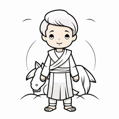 Fototapeta premium Detailed Joseph Character in Manger Scene Vector Illustration for Religious Use
