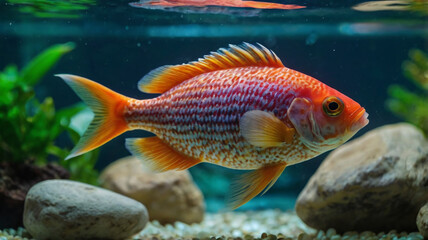 Naklejka premium fish swimming in aquarium