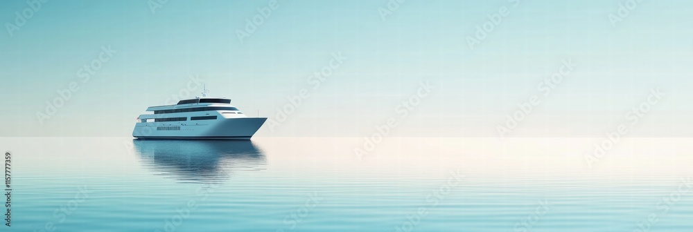 Poster Luxury cruise ship gliding smoothly across serene waters with idyllic calmness in the atmosphere. Generative AI