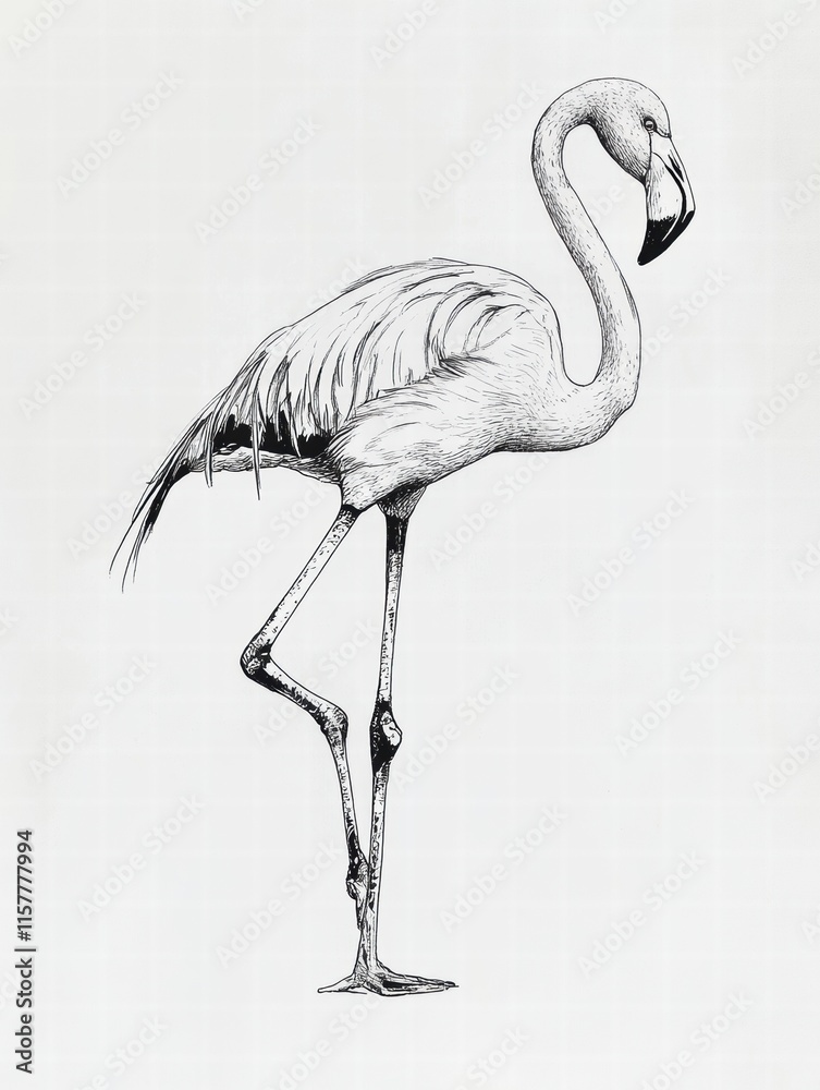 Leinwandbilder Elegant flamingo illustration with ample copy space for personalized text and creative mockups. Generative AI