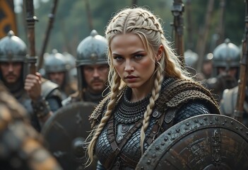 Powerful Viking Warrior Woman in Armor