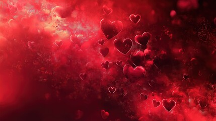 Many red hearts abstract background