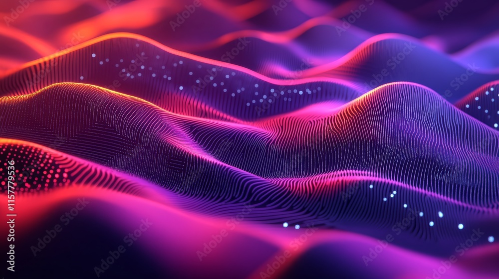 Poster abstract vibrant wavy background. digital art, 3d render.