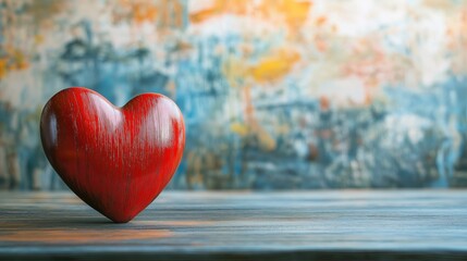 Fototapeta premium Red heart on abstract background