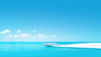 Elegant Speedboat Racing Across Calm Turquoise Waters under Clear Sky