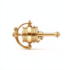 A vintage golden steam engine model showcasing intricate details and craftsmanship, perfect for enthusiasts and collectors.