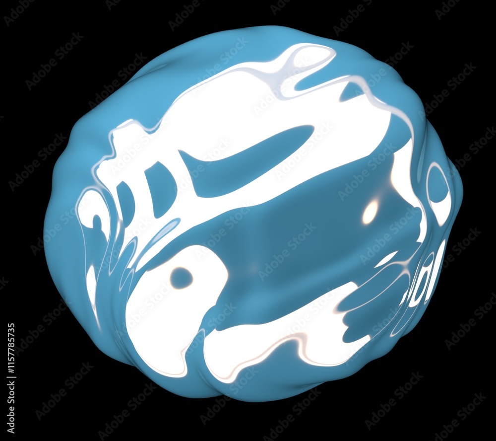 Poster abstract 3d illustration of a futuristic ball made of chrome glossy material on a dark background. s