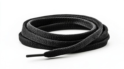 Naklejka premium Black shoelaces on a white background. 80 centimeters in length. 