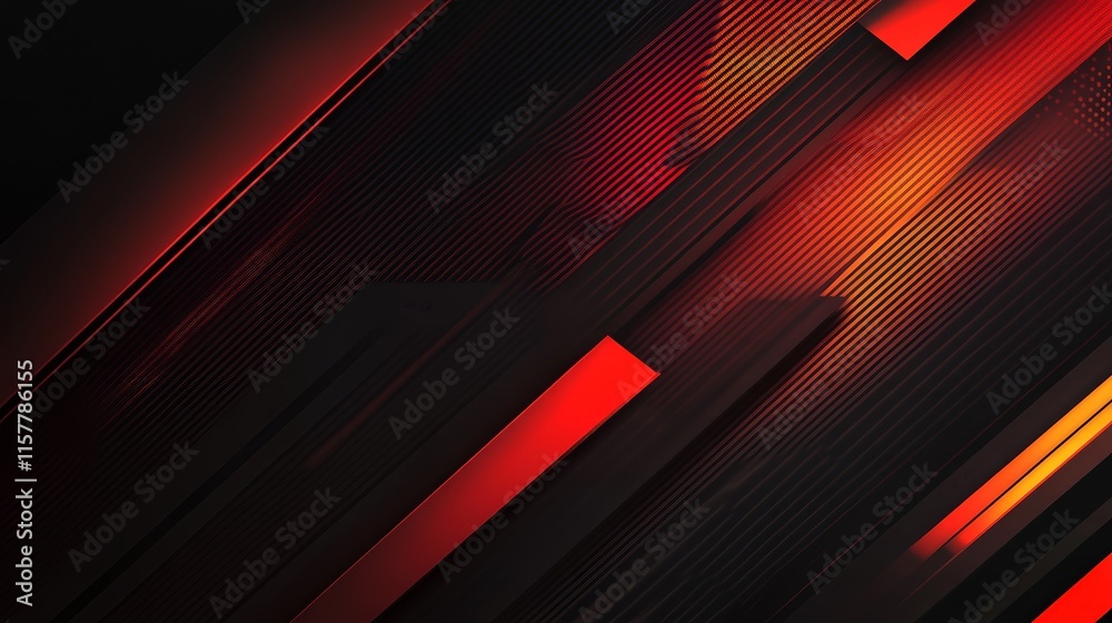 Poster Abstract red and black background with diagonal lines