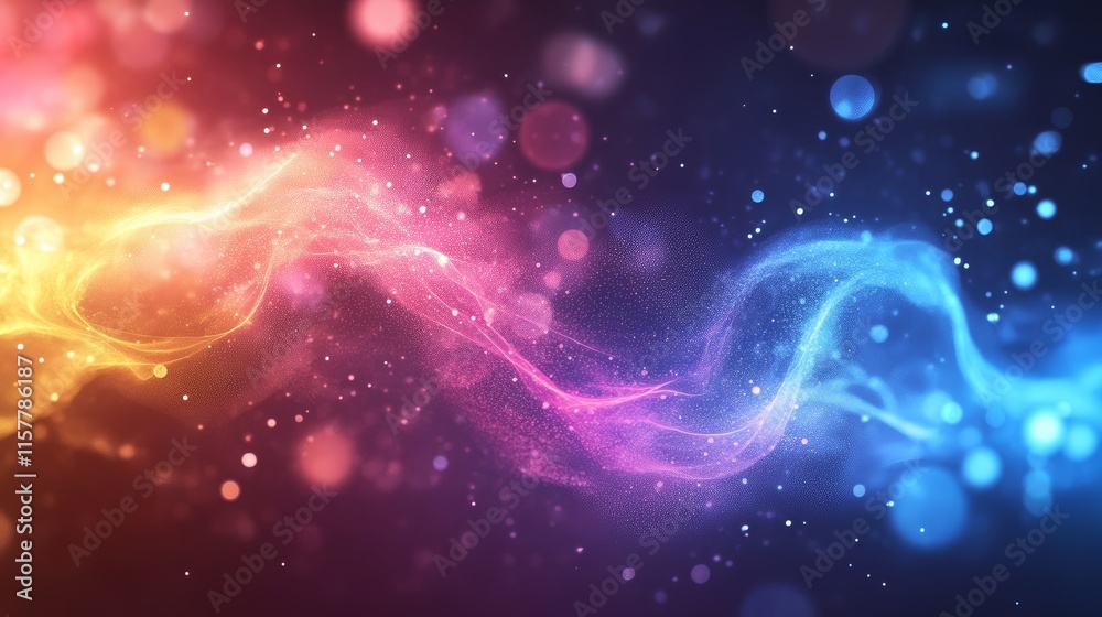 Poster abstract colorful energy swirls and bokeh lights