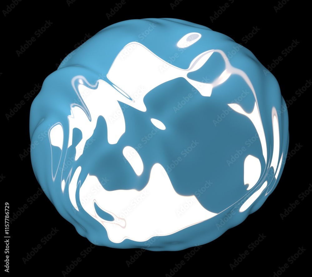 Poster abstract 3d illustration of a futuristic ball made of chrome glossy material on a dark background. s