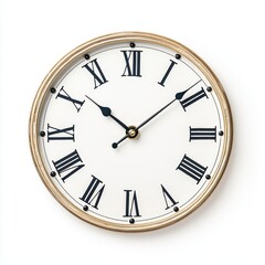 Classic wall clock with Roman numerals, perfect for home decoration and time management in any room.