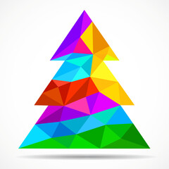 Abstract colorful christmas tree from triangles. Geometric style. Vector illustration