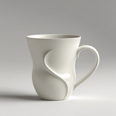 White mug isolated on a white background . Close-up of empty cup against white background, 