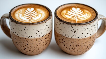 Two latte cups with latte art. (1)