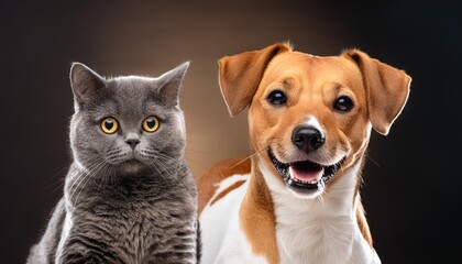 Happy Dog and Cat Isolated on Transparent Background Perfect for Pet Lovers, Illustrations, and Marketing Materials Featuring Joyful Companionship and Adorable Animal Expressions