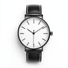 Elegant black leather watch with a minimalist design, showcasing simplicity and sophistication for any occasion.