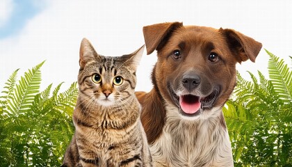 Happy Dog and Cat Isolated on Transparent Background A Joyful Representation of Animal Companionship, Perfect for Pet Lovers and Illustrators Seeking Cheerful Imagery for Various Projects