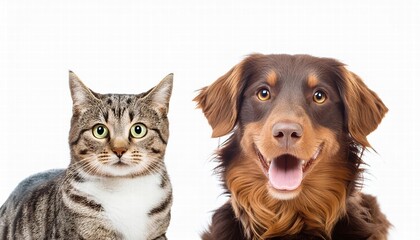 A Joyful Dog and Cat Together on a Transparent Background Perfect for Pet Lovers, Illustrations, and Designs Featuring Happy Animals in a Playful Setting