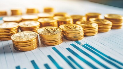 Neatly Placed Coins on Financial Report Background