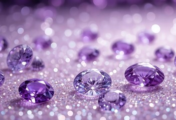 Luxurious Purple Gemstones on Glitter Background for Glamour and Beauty