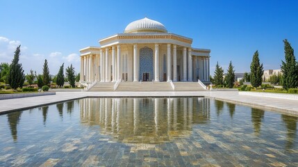 Obraz premium Majestic Architectural Wonder Reflecting in Water