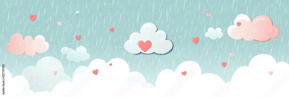 Aufkleber whimsical hand drawn valentines day design featuring clouds and hearts for creative expression. gene
