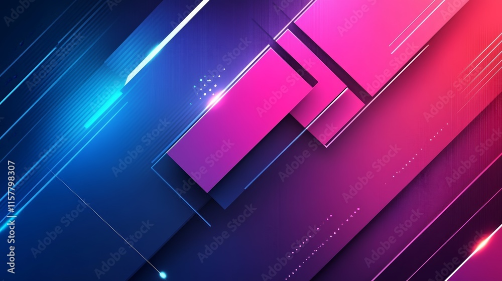 Poster Abstract geometric background with vibrant colors and dynamic lines.