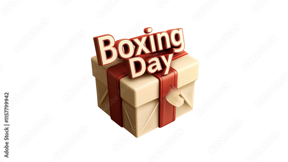 Fototapete 3d rendering of boxing day text with an open cardboard box full of gift boxes, cut out