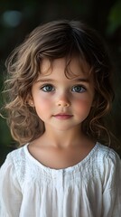 Sweet Innocence: Portrait of a Dark-Haired Girl with Brown Eyes