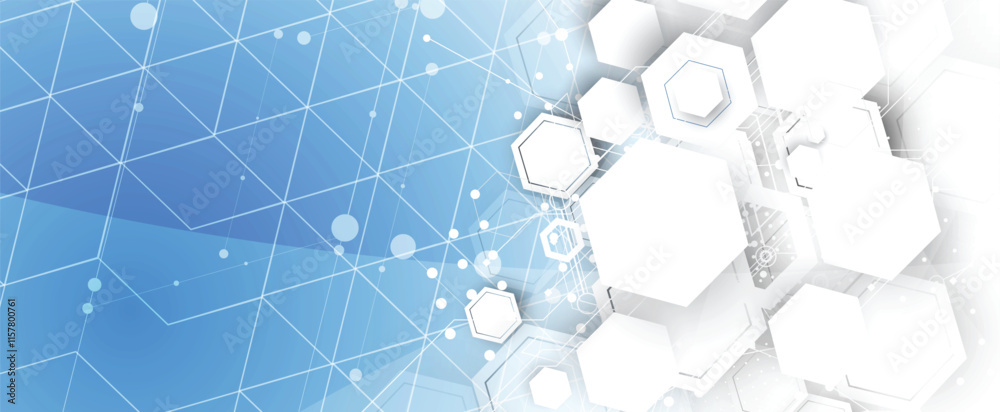 Poster Hexagon abstract background with simple polygonal elements