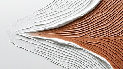 Abstract textured paint strokes in white and brown.