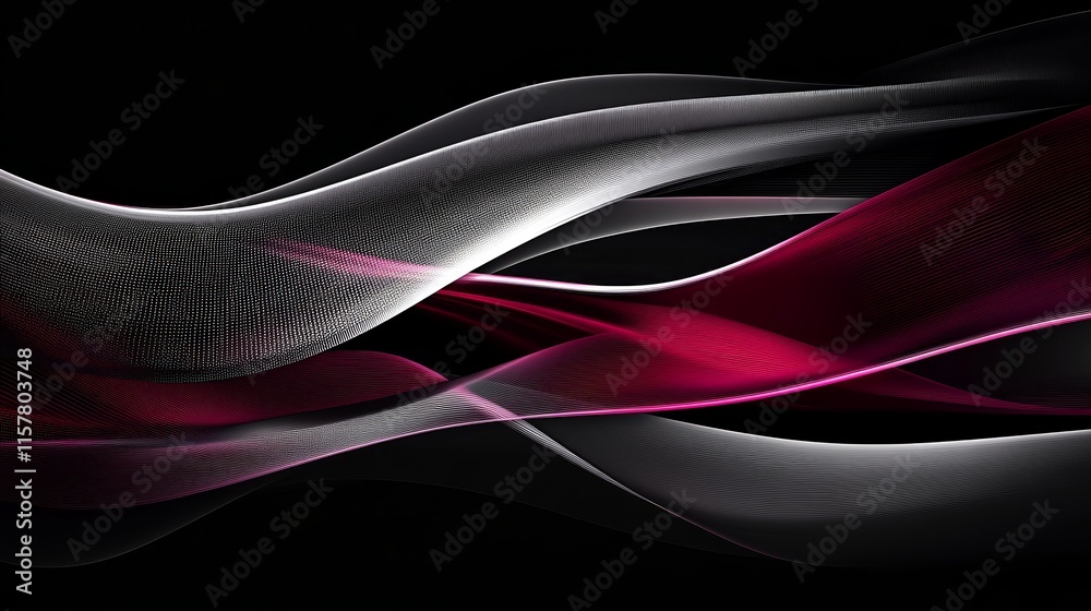 Poster Abstract flowing lines in dark red and grey.  Elegant, dynamic design.