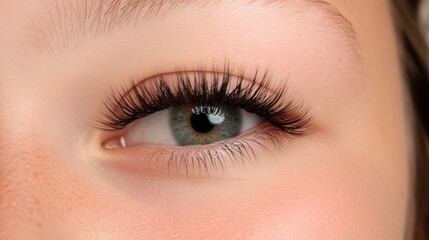 Obraz premium Close-Up of Beautiful Eye with Long Lashes and Natural Beauty Features