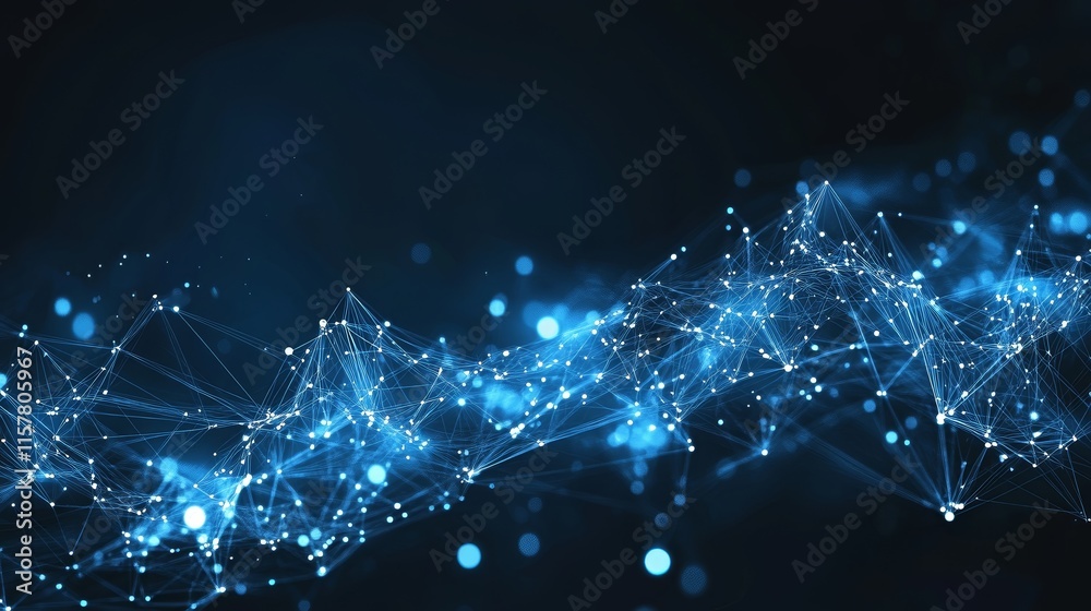 Poster abstract blue glowing plexus background