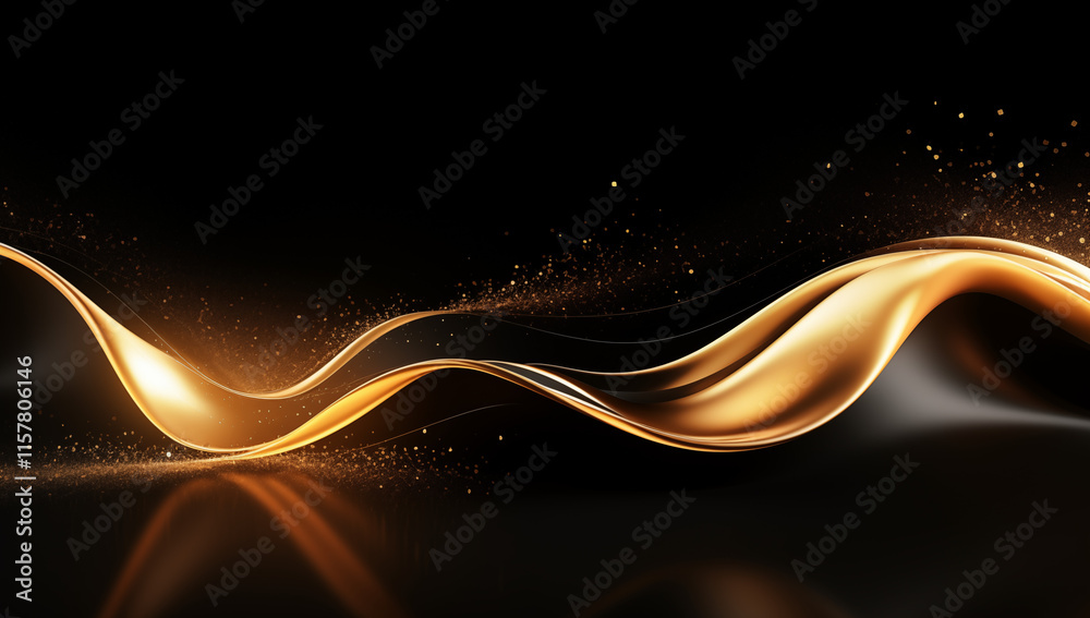 Poster gorgeous abstract background showcasing glistening golden light trails and shimmering particles agai