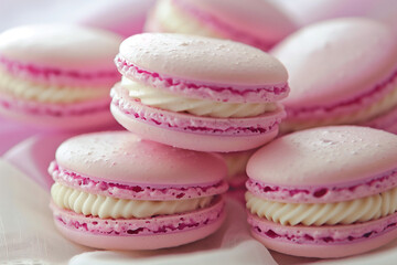 closeup shot of set of pink macaroons