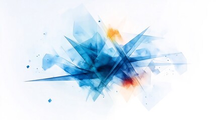 Obraz premium Dynamic Blue Abstract Digital Painting: Energetically Composed Artwork on White. AI Generated