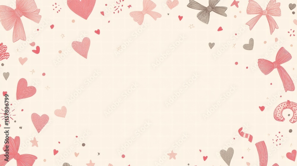 Aufkleber Whimsical hand drawn Valentines Day design with space for personalized messages and creative expressions. Generative AI