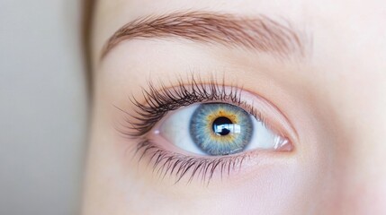Obraz premium Close-Up of a Beautiful Blue Eye with Detailed Eyelashes and Brow