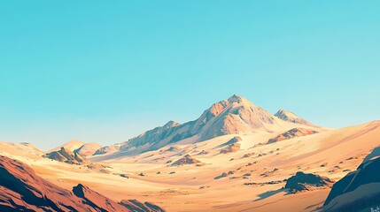 Naklejka premium Stunning Digital Painting: Majestic Mountains Gracefully Rise Under a Vibrant Sky. AI Generated