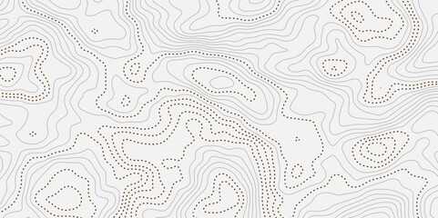 The black grey on white contours vector topography stylized height of the lines. The concept of a conditional geography scheme and the terrain path. Ultra wide. Map vector terrain Illustration.