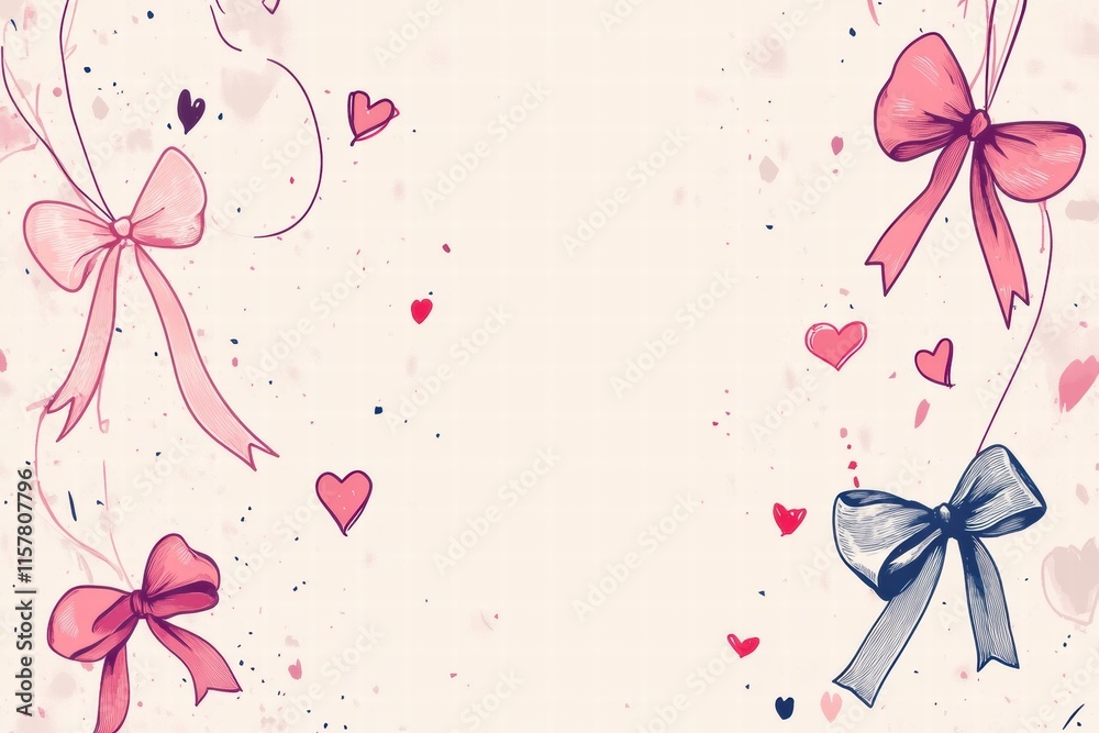 Poster valentines day design featuring whimsical hand drawn elements and ample copy space for personalizati