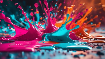 Vivid Paint Splashes Create Abstract Art
