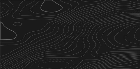 The black grey on white contours vector topography stylized height of the lines. The concept of a conditional geography scheme and the terrain path. Ultra wide. Map vector terrain Illustration.